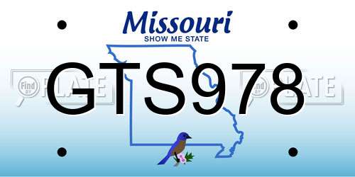 GTS978 Missouri License Plate