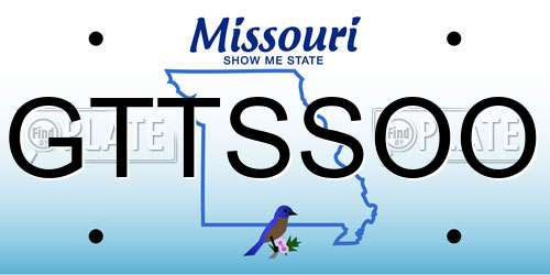 GTTSSOO Missouri License Plate