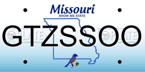 GTZSSOO Missouri License Plate