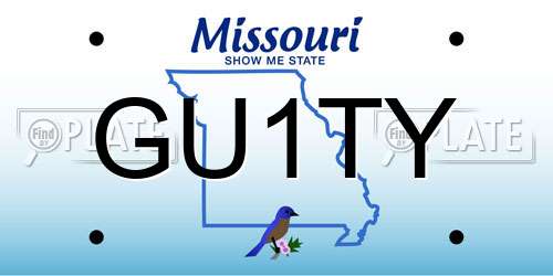 GU1TY Missouri License Plate