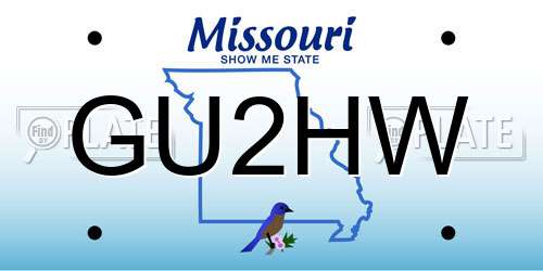GU2HW Missouri License Plate