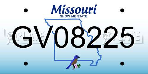 GV08225 Missouri License Plate