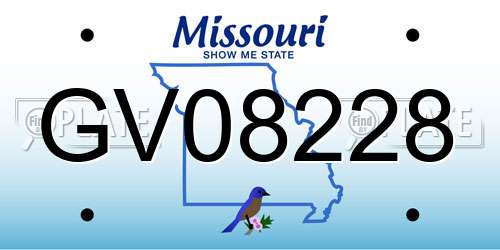 GV08228 Missouri License Plate