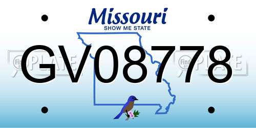GV08778 Missouri License Plate