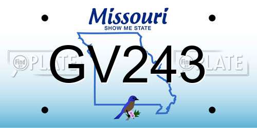 GV243 Missouri License Plate