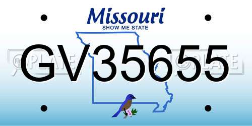 GV35655 Missouri License Plate