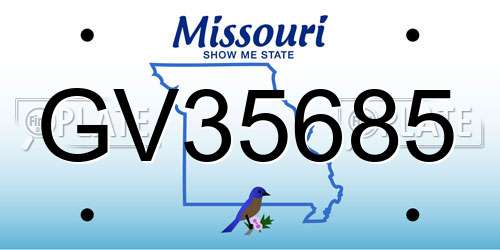 GV35685 Missouri License Plate