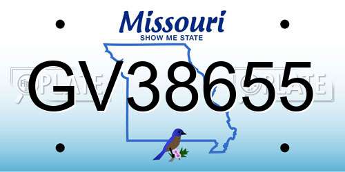 GV38655 Missouri License Plate