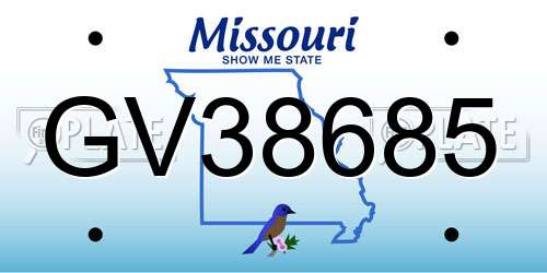 GV38685 Missouri License Plate