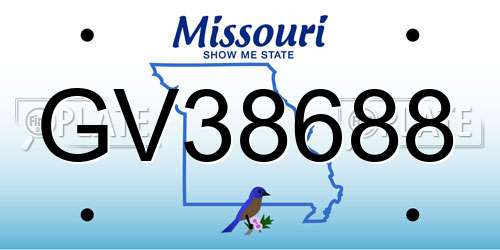 GV38688 Missouri License Plate