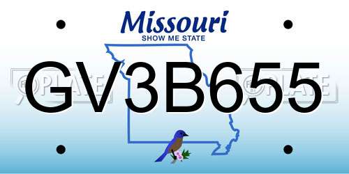 GV3B655 Missouri License Plate