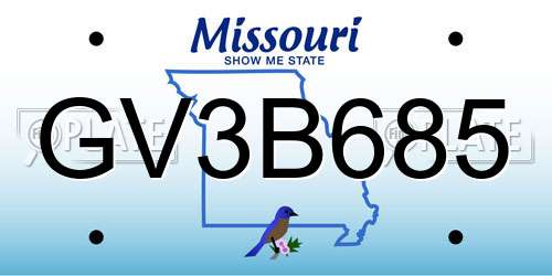GV3B685 Missouri License Plate