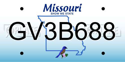 GV3B688 Missouri License Plate