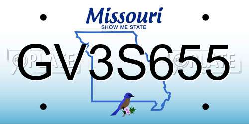 GV3S655 Missouri License Plate