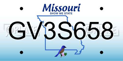 GV3S658 Missouri License Plate