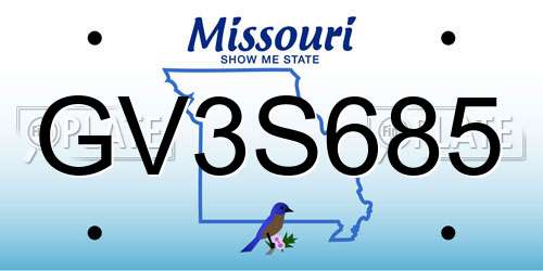 GV3S685 Missouri License Plate