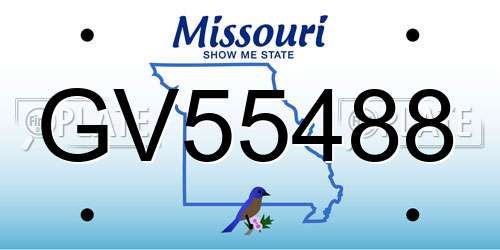 GV55488 Missouri License Plate