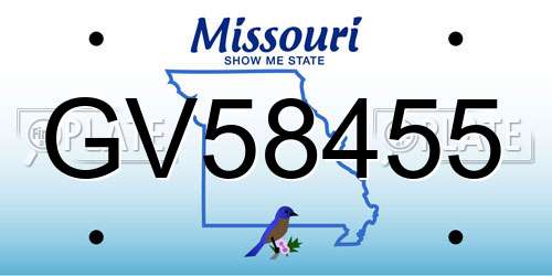 GV58455 Missouri License Plate