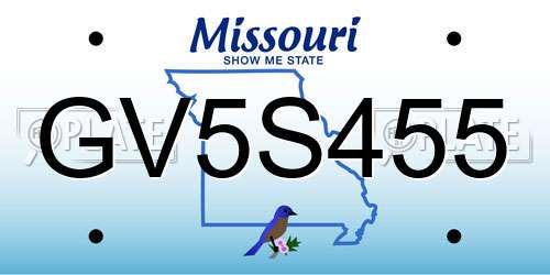 GV5S455 Missouri License Plate