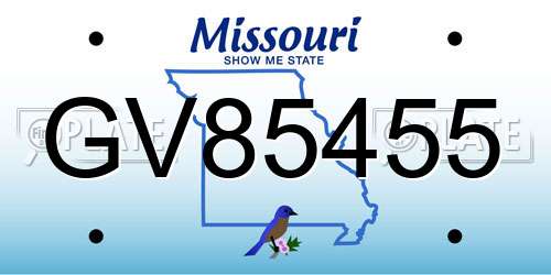 GV85455 Missouri License Plate