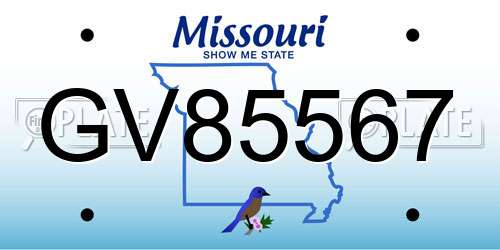 GV85567 Missouri License Plate