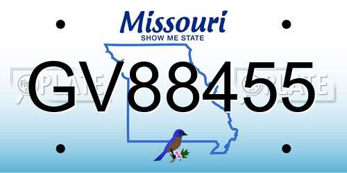 GV88455 Missouri License Plate