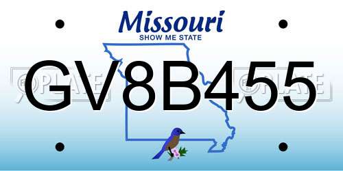 GV8B455 Missouri License Plate