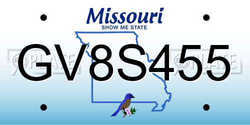 GV8S455 Missouri License Plate
