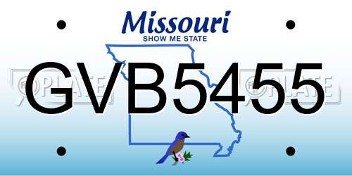 GVB5455 Missouri License Plate