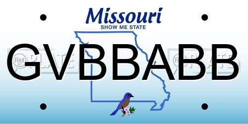 GVBBABB Missouri License Plate