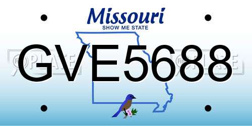GVE5688 Missouri License Plate