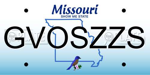 GVOSZZS Missouri License Plate
