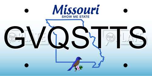 GVQSTTS Missouri License Plate