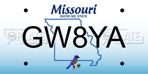 GW8YA Missouri License Plate