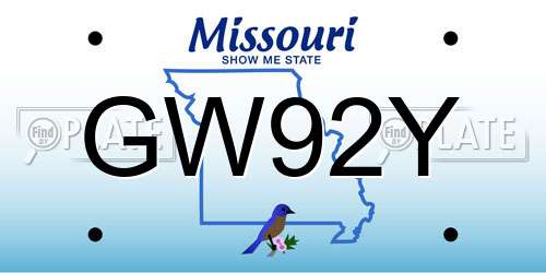 GW92Y Missouri License Plate