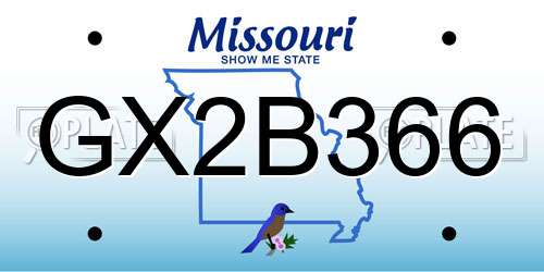 GX2B366 Missouri License Plate