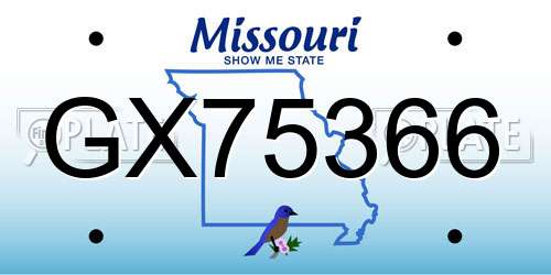 GX75366 Missouri License Plate