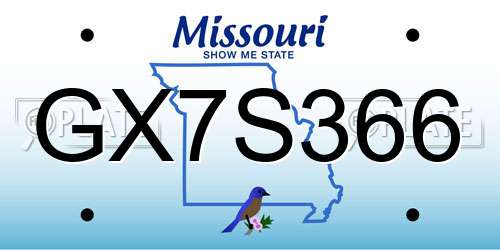 GX7S366 Missouri License Plate