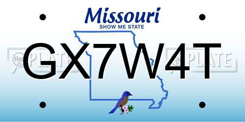 GX7W4T Missouri License Plate