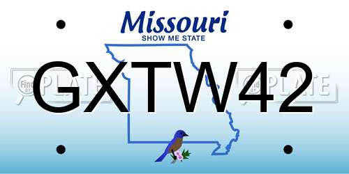 GXTW42 Missouri License Plate