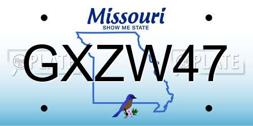 GXZW47 Missouri License Plate