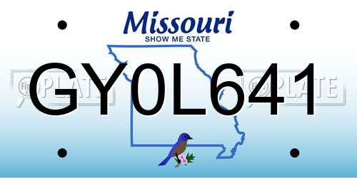 GY0L641 Missouri License Plate