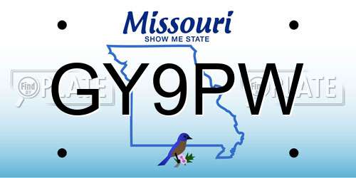 GY9PW Missouri License Plate