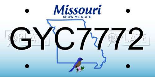 GYC7772 Missouri License Plate