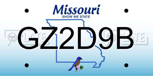 GZ2D9B Missouri License Plate