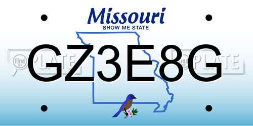 GZ3E8G Missouri License Plate