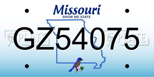 GZ54075 Missouri License Plate