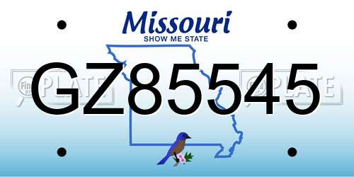GZ85545 Missouri License Plate