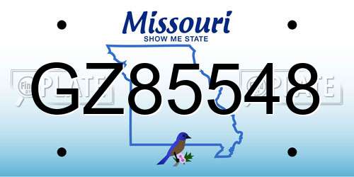 GZ85548 Missouri License Plate