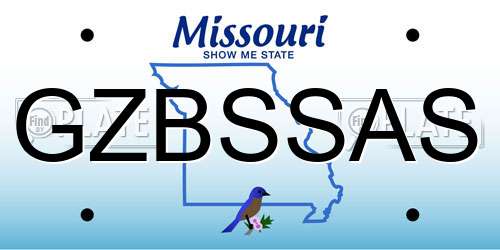 GZBSSAS Missouri License Plate